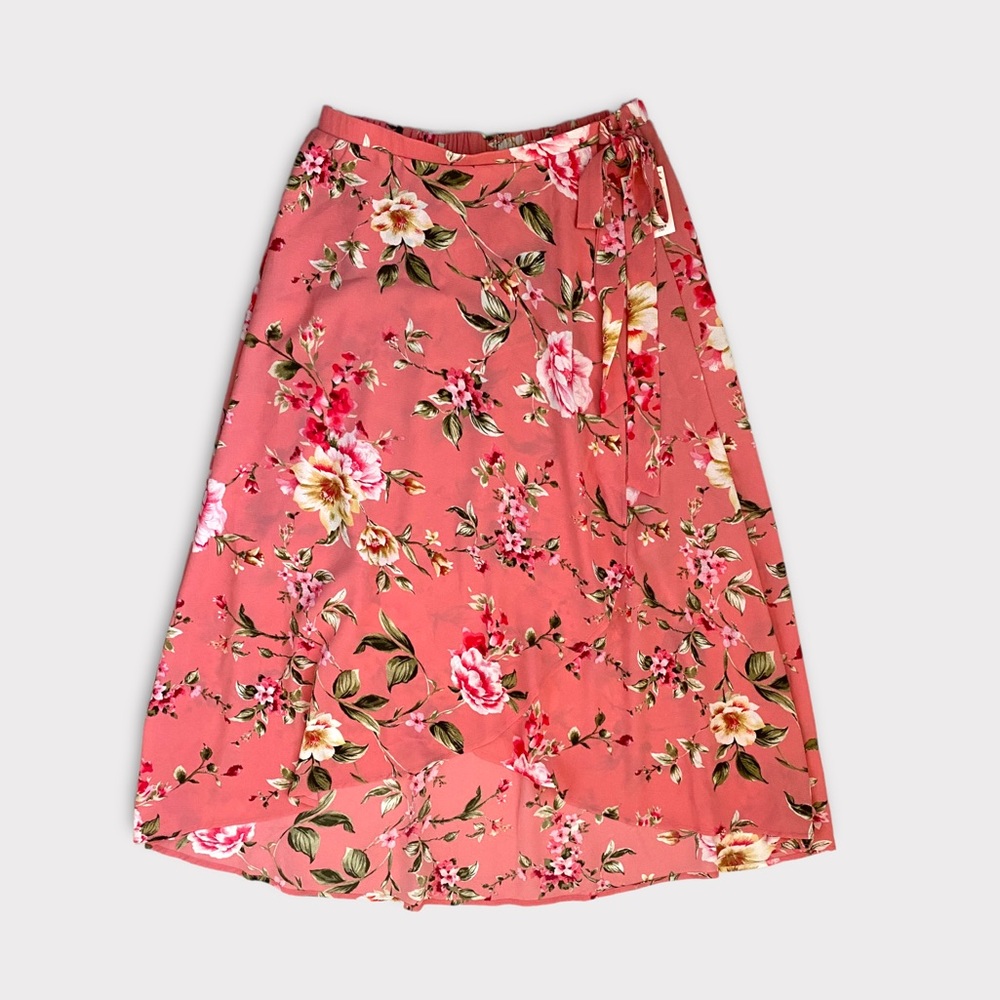 Bobeau - Women’s Floral Faux Wrap Hi Low Skirt (M) - Picture 2 of 8